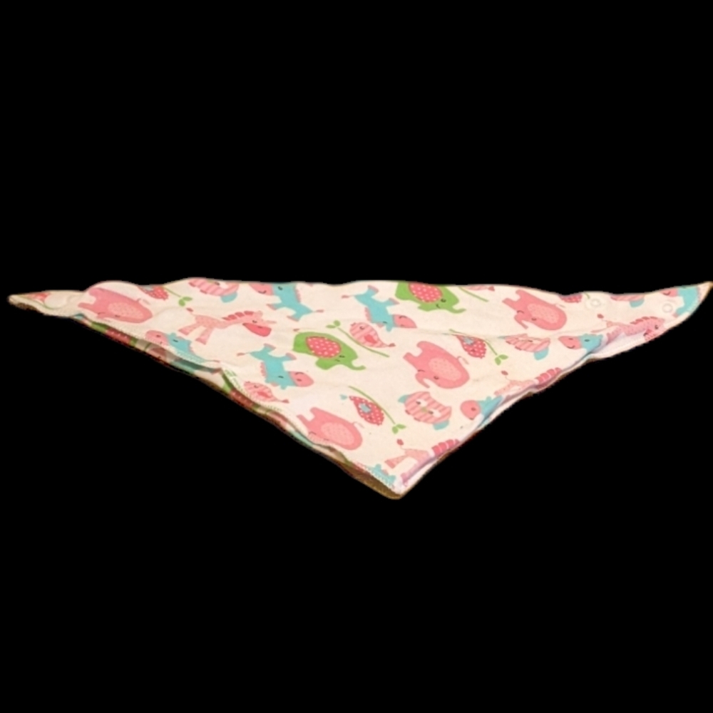 White, Pink, & Blue Colorful Elephant, Horse, Owl, & Bird Print Pet Bandana